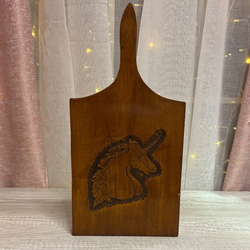 Wooden Cutting Board with Unicorn Design